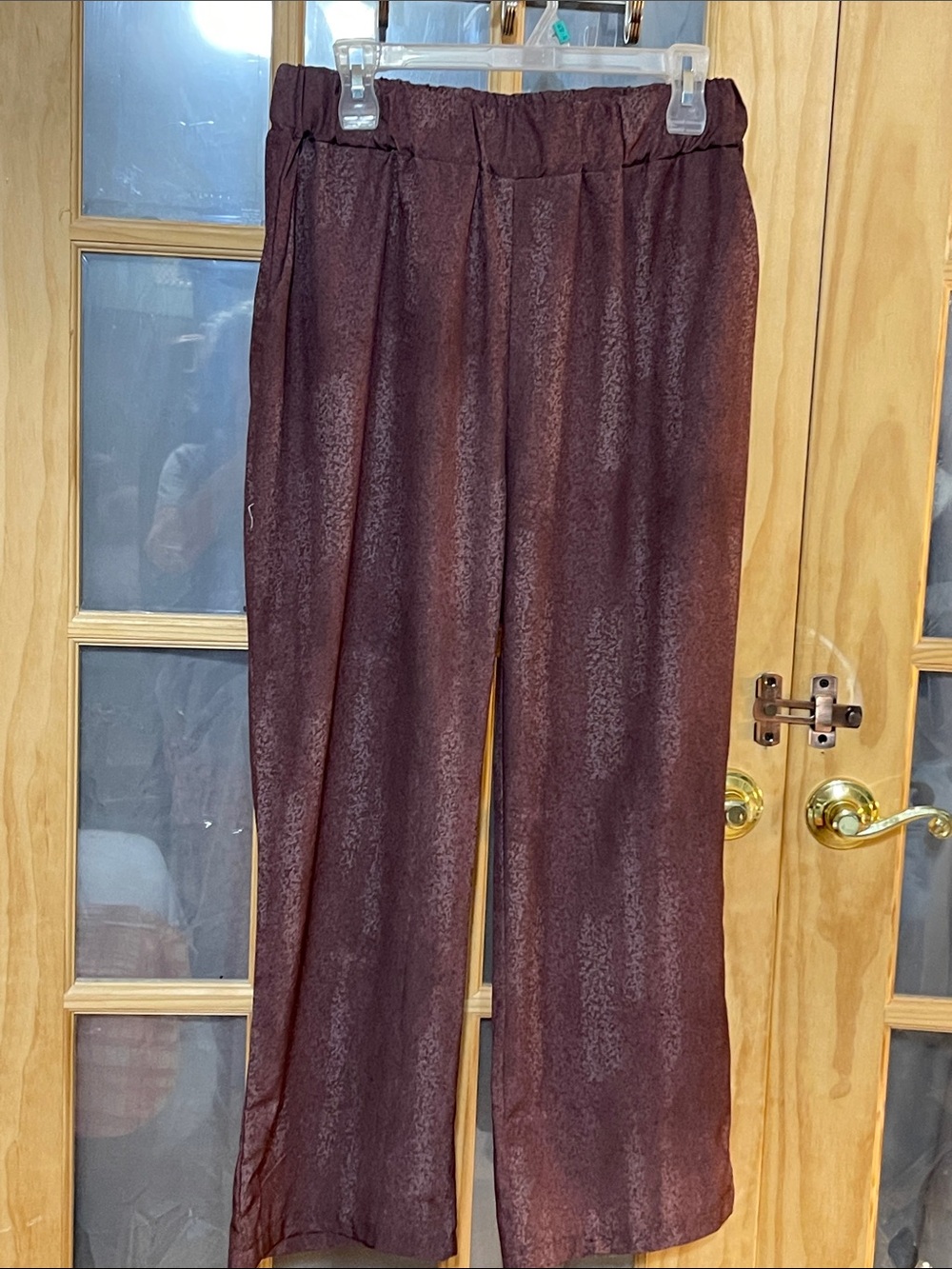 185. Wide-Leg Satin Pants in Deep Burgundy